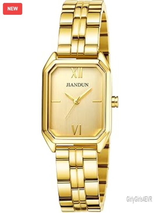Women\'s Petite Gold Watch Waterproof Stainless Steel Band Analog Quartz Dress main image 5